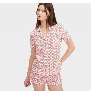 Roller Rabbit x Target Red Floral Pajama Set Shorts Button Down NWT S